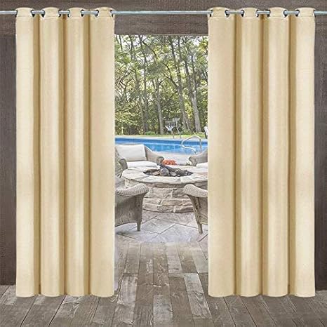 DOMDIL Outdoor Vorhänge 4 Stück (132 * 215cm) Gartenlauben Balkon-Vorhänge Gardinen Verdunkelungsvorhänge mit Ösen, Vorhang W