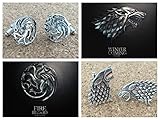 HBO Game of Thrones House Stark and Targaryen Crests (2-Set) Cufflinks By Athena