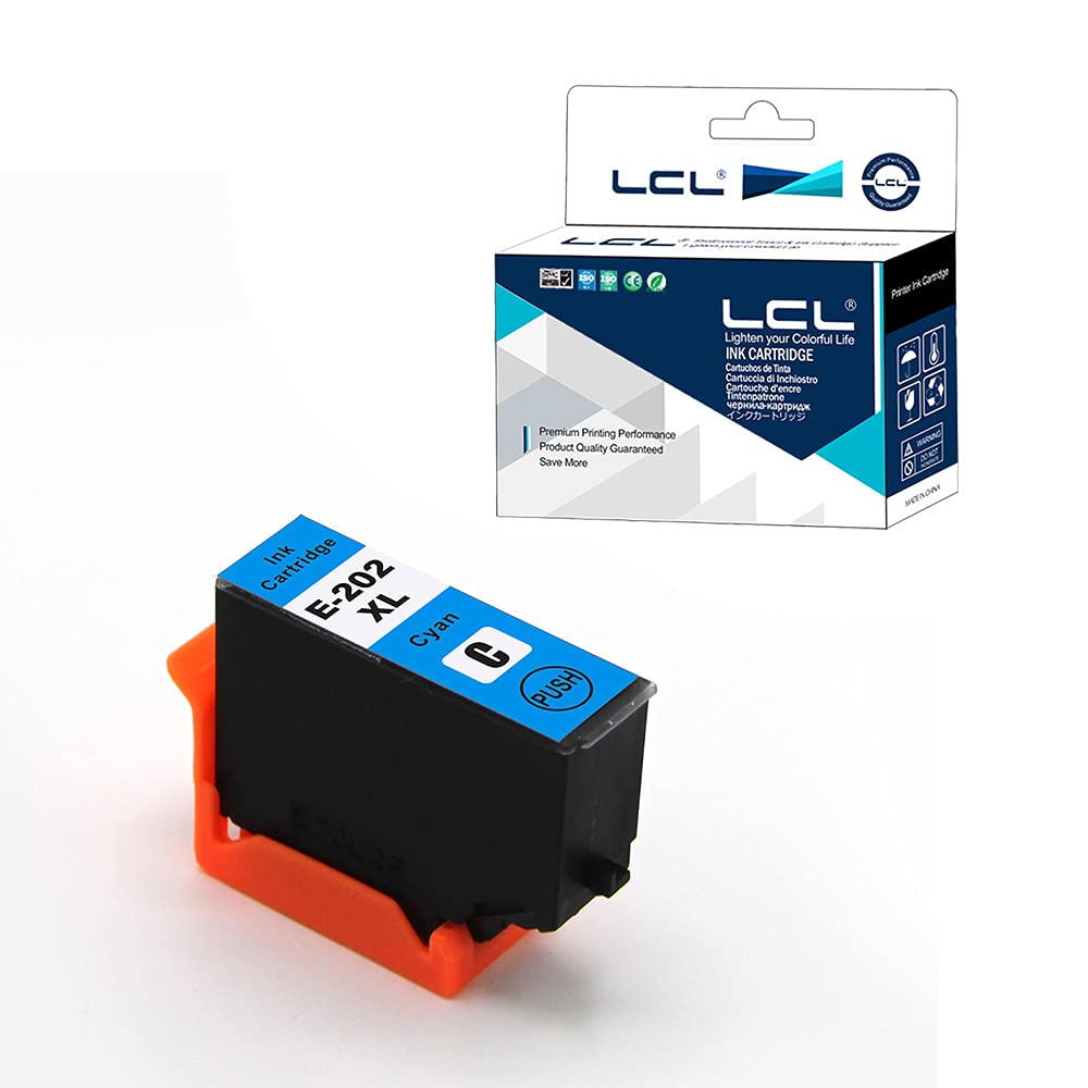 LCL Compatible Ink Cartridge 202 202XL C13T02H24010 (1 Cyan) Replacement for Epson Expression Premium XP-XP-6000 XP-6005 XP-6100 XP-6105 XP6000 XP6005 XP6100 XP6105