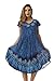 Riviera Sun Rayon Crepe Batik Marble Short Sleeve Umbrella Dress 21835-BLU-2X Blue