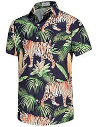 KYKU Animal Print Shirts Men Summer Botton Up Shirt