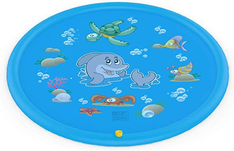 fibUNIve Sprinkler & Splash Pad for Toddlers Kids Sprinkle & Splash Play Mat Water Sprinkler Toys for Outside Summer Splash Pad for Boys Girls Carpet 100cm