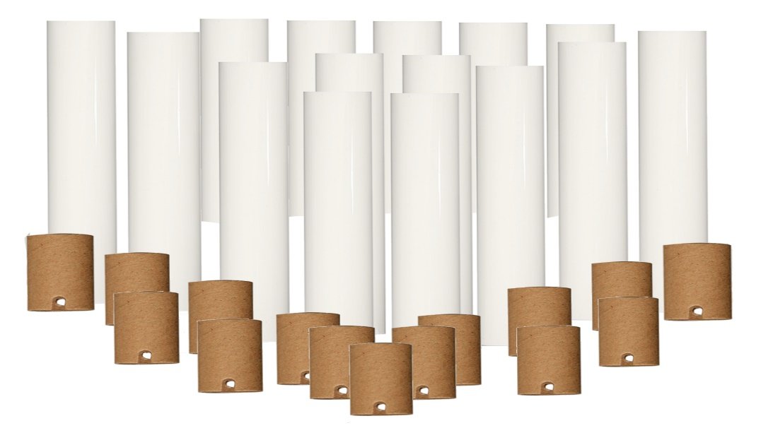 Set of 15 pc. 2 Inch Tall White Candelabra Base Thin 3/4" Inner