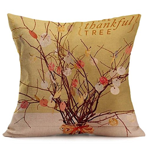 Pillow Covers Thanksgiving Throw Pillows Shells Case Cushion Decorative, Staron Pillows Sham Protector Cotton Linen Pillowcase Couch Bed Decoration Home Decor (C)