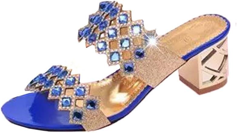 VEMOW Sandals for Women Girls Ladies 2018 Spring Summer New UK Sexy Bohemia Cute Beach Home Party Club Black Blue Green PU Big Rhinestone High Heel Sandals Ladies Shoes