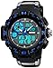 FANMIS Men's Military Digital Wrist Watches Multi-Function 50M Waterproof Dual Time Countdown Alarm Stopwatch Sports Watch (S Blue)