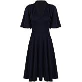Vijiv Womens Vintage 1920s V Neck Rockabilly Swing Evening Party Cocktail Dress with Sleeves