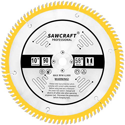 Sawcraft 10 Inch Circular Saw Blade ATB Ultra Fine Finishing 90 Teeth