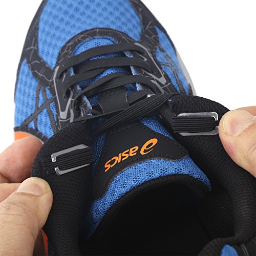 JZY No Tie Shoelaces Flat Athletic Shoe Laces Elastic Fits All Adult Kids Shoes (Black) - Thumbnail 3