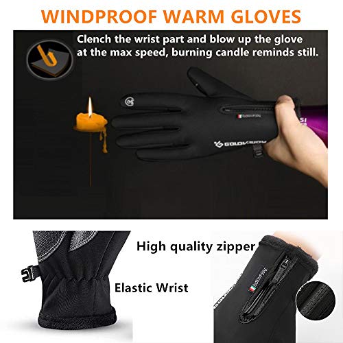 Winter Warm Gloves Touch Screen Driving Gloves Water Resistant Windproof Cold Weather Sports Gloves for Running Cycling Outdoor Hiking Skiing Best Gifts for Men and Women+3 Mouth Masks (L, Black)