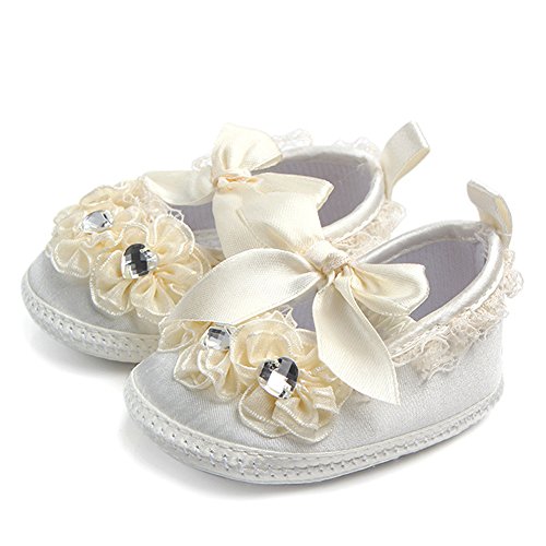 Aorme Ivory Christening Shoes Toddler Baptism Sneaker Shoes with Flower for Girls