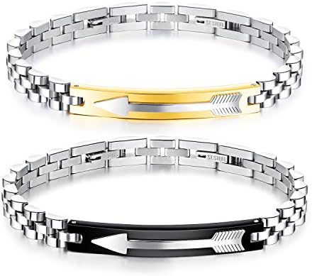 FCZDQ Stainless Steel Adjustable Couple Bracelet Arrow Wristband Cuff Bracelet