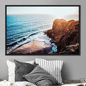 signwin Framed Canvas Wall Art Coastal Scenery Aerial...