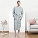 M&M Mymoon Men’s Kimono Robe Long Comfy Bathrobe Cotton Loungewear Spa Cloth Robe (Grey Mel, L/XL)