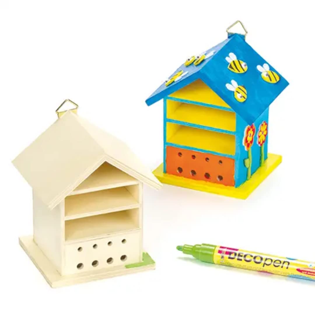 Baker Ross AF505 Wooden Bug House Craft Kits (Pack of 2) Bughouses to Paint and Decorate, 11.5 x 10 x 8.5 cm