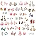TAMHOO 30 Pairs Gold Plated Stainless Steel Post Small Cute Multiple Animal Faux Pearl Stud Earrings Set for Girls Kids (30 Pairs -1)