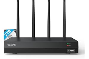 REOLINK 4K 16CH WiFi NVR with Wi-Fi 6 and 2.4/5 GHz Dual-Band WiFi, Built-in 2TB HDD, Support 16MP/12MP/8MP/5MP/4MP Reolink Cameras, 24/7 Recording Home Security Camera System, Not PoE Ports, RLN12W