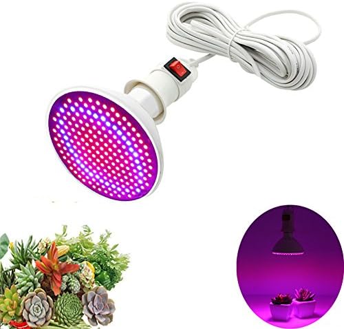 Grow Light E26/E27 Round LED Full Spectrum Plant Growing Light Bulb for Hydroponic House Plant and Indoor Gardens Replicates Natural Sunlight Energy Efficient and Long Lasting (20W+Socket)