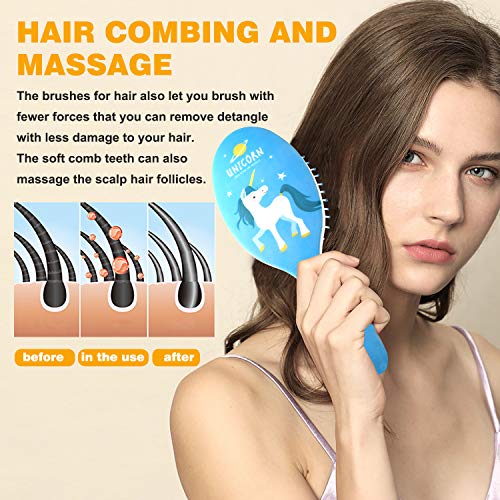 4 Pack Detangler Hair Brushes, Cute Antistatic Massage Comb, Ultra