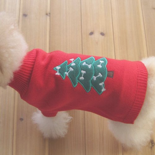 Tangpan Red Christmas Tree Print Turtleneck Classic Pet Clothes Dog Sweater