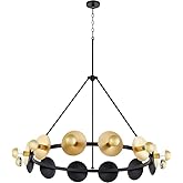 Cyan Design 10981 Artemis Chandelier, 12-Light 720 Total Watts, Noir and Gold Leaf