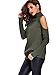 Young17 Women’s Long Sleeve Cold Shoulder Turtleneck Sweater Pullover Crochet Jumper Top
