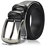 QISHI YUHUA PD Men's Business Black Crocodile XXX-Large Genuine Leather Belts Pin Buckle Belt
