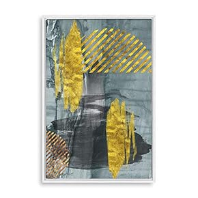 Framed Canvas Home Artwork Decoration Golden Abstract Art Canvas Wall Art for Living Room, Bedroom - 16x24 inches
