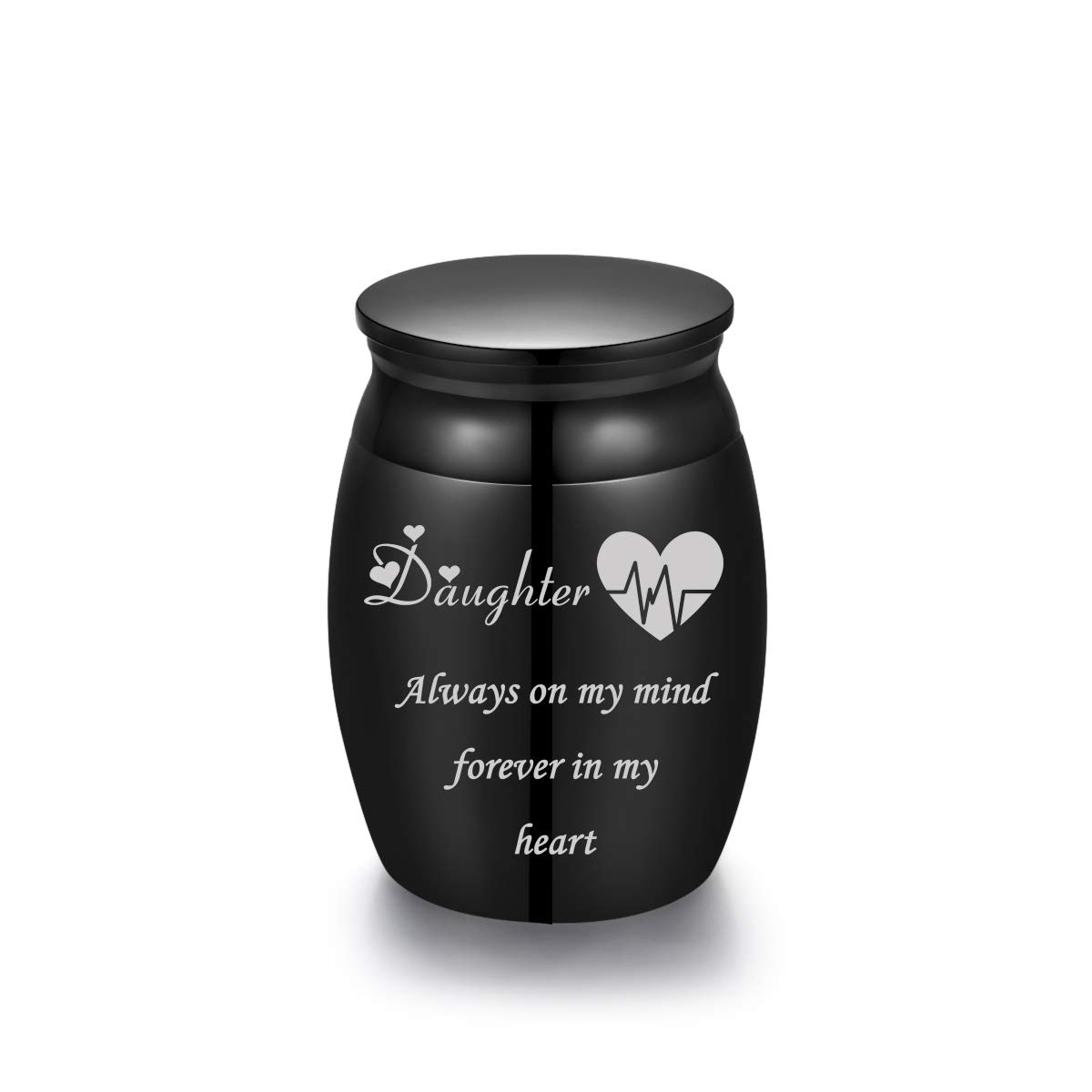 Sunling Mini Stainless Steel Decorative Cremation Keepsake Urns for Ashes 1.57 Inch High Small Funeral Urns Memorial Ashes Holder Share with Familiy Members-Black Color