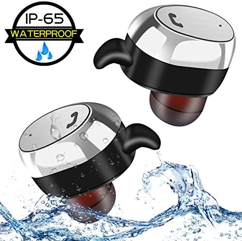 Waterproof Wireless Earbuds, Metal Mini Bluetooth Earbuds Headphones Earphones In-Ear Built-in Mic Stereo Sound Noise Cancelling Sweatproof IPX5 for iPhone ipad Samsung Android Phones sports