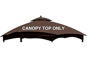 CoastShade Patio 10X12 Replacement Canopy Roof for Lowe's Allen Roth 10X12 Gazebo Backyard Double Top Gazebo #GF-12S004B-1（brown）
