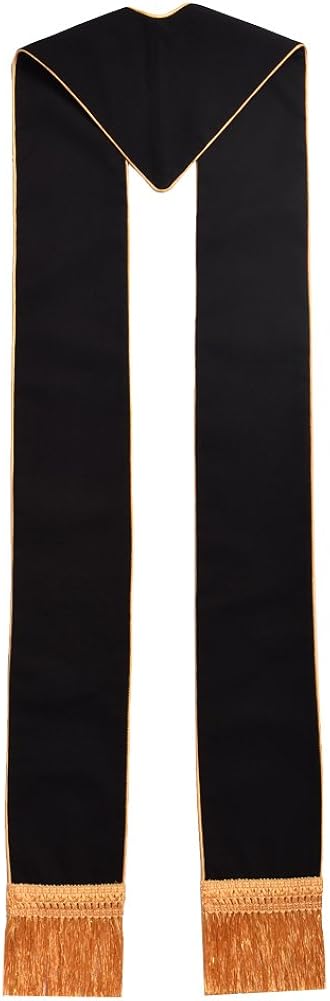 BLESSUME Clergy Black Stole Cross Embroidered 1pc: Clothing
