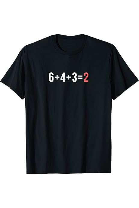 Amazon.com: 6 + 4 + 3 = 2 Baseball Math for Men, Women, Youth T