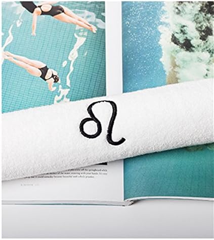 Mcnen 100% 1 Piece Cotton White Towel Constellation Embroidery Square Face Hand Bath Towels Quick-Dry Home Textile-Leo