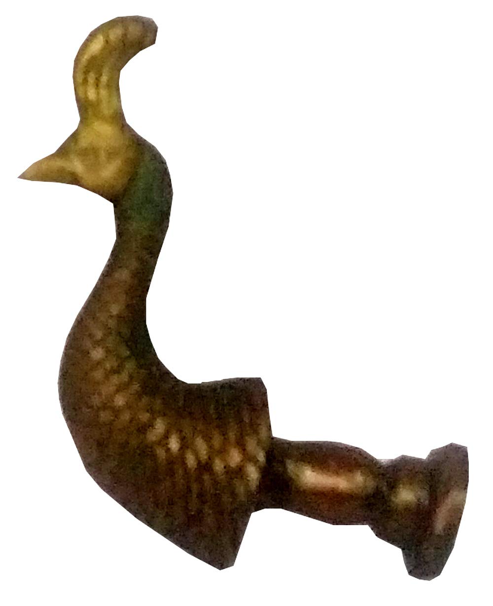 Purpledip Brass Knob 'Proud Peacock': Small Designer Pull Handle in Antique Finish (11793)