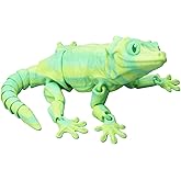 Xonery 3D Printed Articulated Gecko/Lizard Figurine, Poseable Joints, Home/Office Decor, Animal Collectible, Multi-Color Options with Bi-Color Gradients (Gradient Green-Yellow)