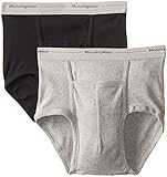 Munsingwear Men's 2-Pack Full-Rise Pouch Brief,Black/Grey Heather,Medium