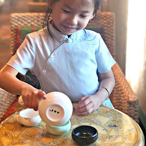 Yan Hou Tang Chinese Ceramic Sake Tea Cup Porcelain Tiny Slim White Cyan Clay 45ml 1.6 Oz - 6 Japanese Teacups Set for Drink Matcha Wine Korean Anniversary Traditional Ceremony Handcrafted Gift Box