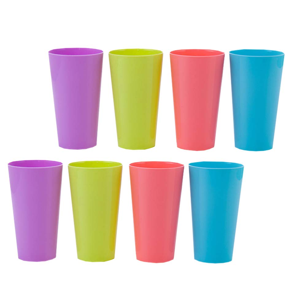 TOYANDONA Plastic Cup, Plastic Tumbler Set 8 Pieces Reusable Water Cup Colorful Stacking Cups Mugs for Indoor Outdoor Parties - Random Color