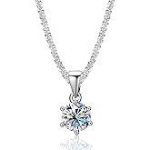 JOLINO 1CT Moissanite Pendant Necklace for Women,925 Sterling Silver Plated with Platinum,Dainty Jewelry Gifts for Your Wife,Girlfriend,Mother on Valentine's Day,Birthdays,Anniversaries,or Graduations