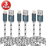 ESK (TM) 3 Pack Nylon Braided 8 Pin Lightning to USB Cable (6 Feet / 2 Meters)