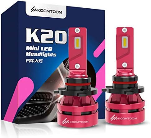 KOOMTOOM LED Headlight Bulbs9012/HIR2 Bulb/Small Size,12000LM 6500K Cool White CREE Chips All-in-One Conversion Kit,2 Pack-1 YR Warranty