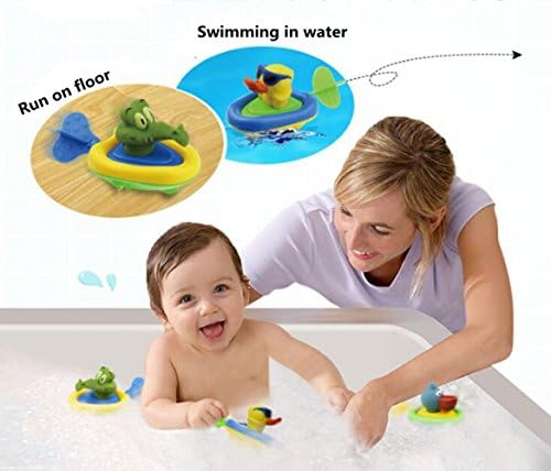 Wtong Kids Bathing Bath Toy Pull and Go Animal Boats Swimming Toys for kids Toddlers (duck)