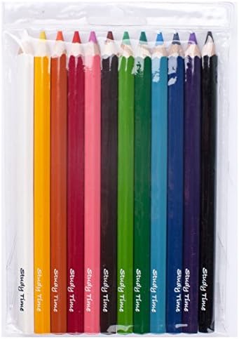 Study Time Jumbo Assorted Coloured Pencils (Pack of 12)