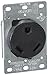 Leviton 7313-S00 30 Amp, 125 Volt, NEMA TT-30R, 2P, 3W, Flush Mtg Receptacle, Straight Blade, Industrial Grade, Grounding Side Wired, Steel Strap - Black, primary
