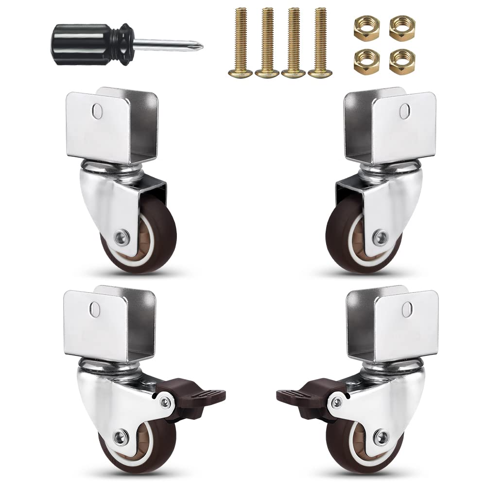 Photo 1 of Heavy Duty U Bracket Shaped Mute Casters Wheels Set of 4 1.5inch Caster Wheels,Replacement for Baby Bed.Opening 25mm