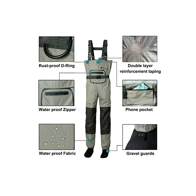 8 Fans Fly Fishing Waders Breathable Waterproof Stocking Foot Chest
