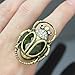 Gold Plated Q&Q Fashion Vintage Egyptian Cleopatra khepri Scarab Beetle Green Rhinestone Stretch Finger Ring