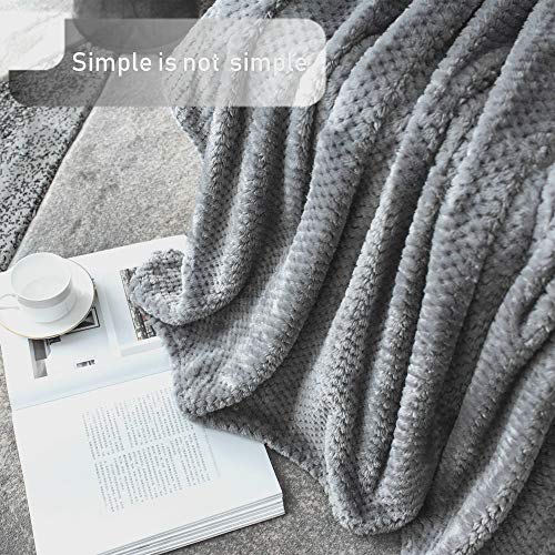 image for LEWONDER Flannel Fleece Throw Blanket for Sofa Couch | Taupe Waffle Te