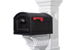 Step2 Town-to-Town XL Post-Mount Mailbox, Weather Resistant, Large Outdoor Mailboxes, Made of Durable Plastic, Easy to Install, USPS T4 Sized Mailbox, Flag Included, Onyx Black